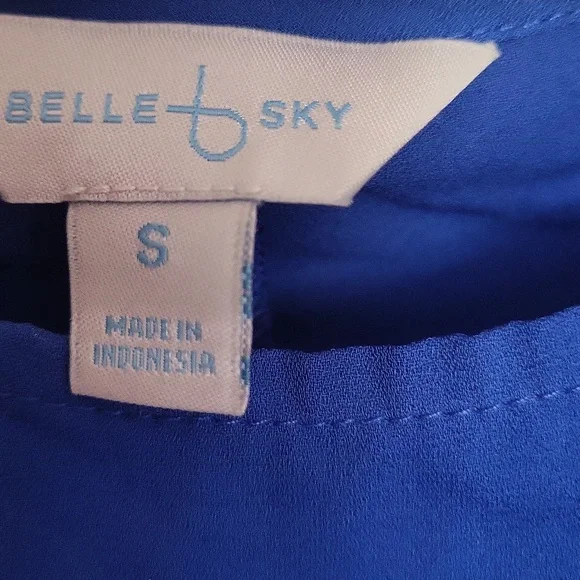 5 FOR $25 BELLE SKY Royal Blue Bow Top Cold Shoulder Blouse - Picture 5 of 5